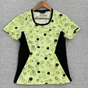 Cherokee Scrub Top Womens Extra Small Light Green Black Sides Healthcare Uniform